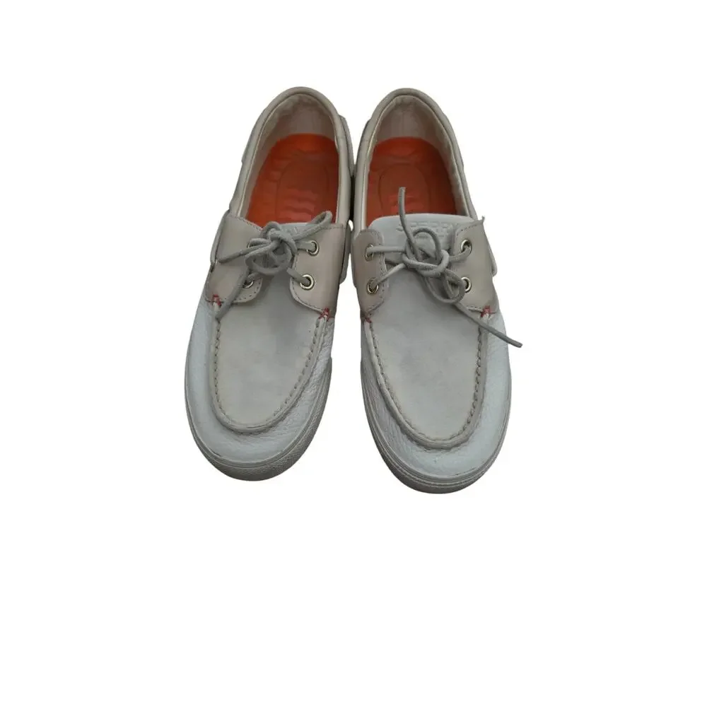 Sperry Boat Shoes Bahama Plushwave Mens US 7.5 Bone Leather Low Top Lace Up